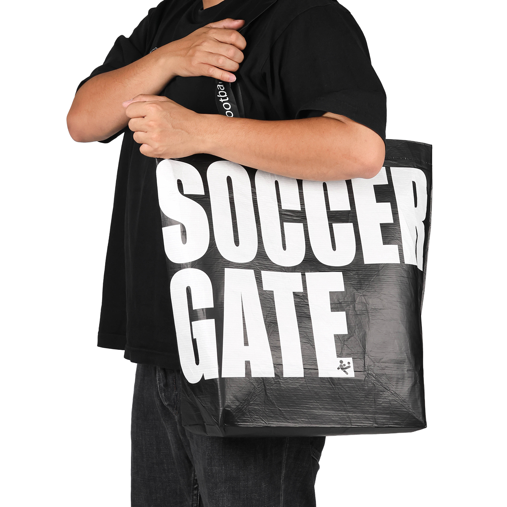 กระเป๋าผ้าใบสะพายข้างลายโลโก้ 2025 ดำ